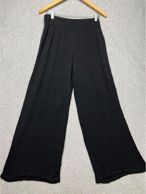 Vanilla Star Womens Gauzy Pull on Wide Leg Pants Size M Black Beach Casual